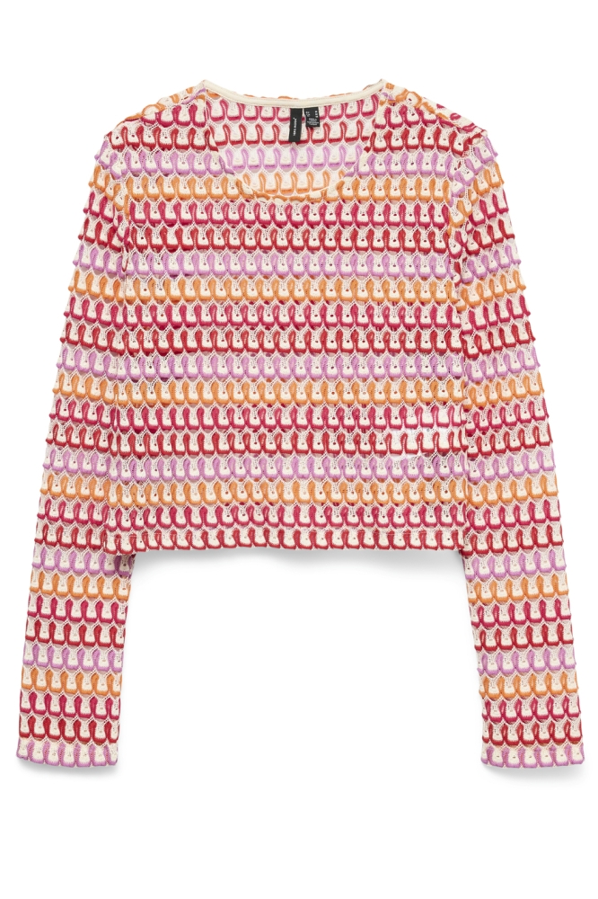 VMTINA CROCHET LS CROP TOP EXP 10337729 CLOUD DANCER/MULTICOLOR